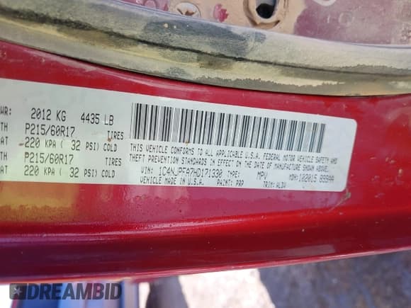 ✅ 2017 Jeep Patriot High Altitude • VIN: 1C4NJPFA7HD171330 • Lot: 43570274. Listed on IAAI with 152,800 mi. Free auction sales archive from the USA and detailed vehicle history report at DreamBid. Image 9.