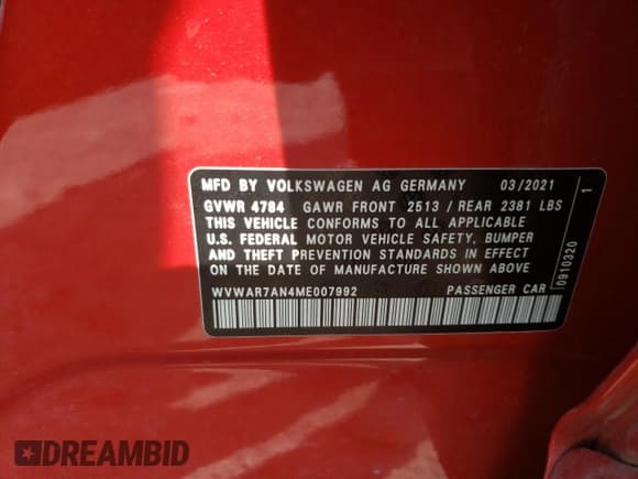 ✅ 2021 Volkswagen Arteon SE • VIN: WVWAR7AN4ME007992 • Lot: 46604703. Listed on Copart with 12,168 mi. Free auction sales archive from the USA and detailed vehicle history report at DreamBid. Image 12.