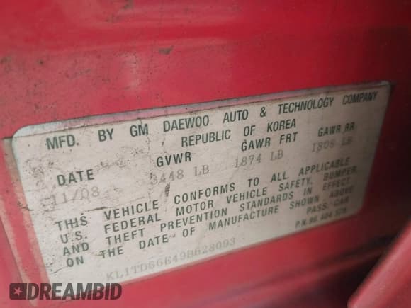 ✅ 2009 Chevrolet Aveo 1LT • VIN: KL1TD66E49B628093 • Lot: 42574721. Listed on IAAI with 186,095 mi. Free auction sales archive from the USA and detailed vehicle history report at DreamBid. Image 9.