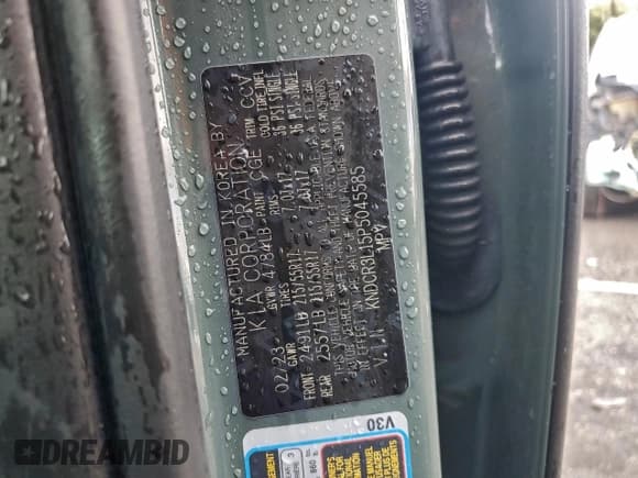 ✅ 2023 Kia Niro Wind • VIN: KNDCR3L15P5045585 • Лот: 93559335. Опубликован ранее на Copart с пробегом 54 609 миль. Бесплатный доступ к архиву аукционных продаж из США и подробный отчёт об истории автомобиля на DreamBid. Изображение 12.