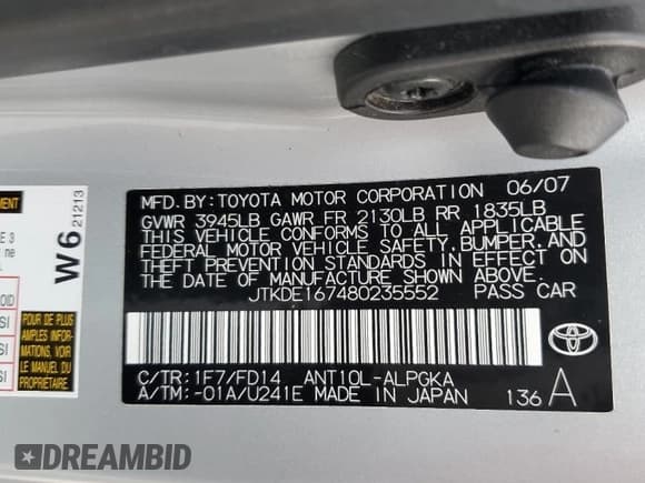 ✅ 2008 Scion tC • VIN: JTKDE167480235552 • Lot: 91978085. Listed on Copart with 114,504 mi. Free auction sales archive from the USA and detailed vehicle history report at DreamBid. Image 12.