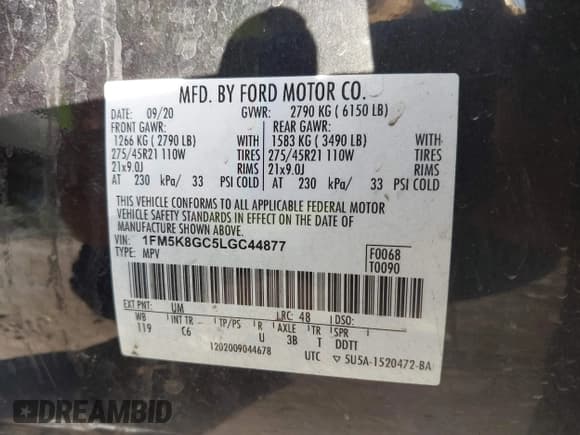 ✅ 2020 Ford Explorer ST • VIN: 1FM5K8GC5LGC44877 • Лот: 43438749. Опубликован ранее на IAAI с пробегом 73 303 миль. Бесплатный доступ к архиву аукционных продаж из США и подробный отчёт об истории автомобиля на DreamBid. Изображение 9.