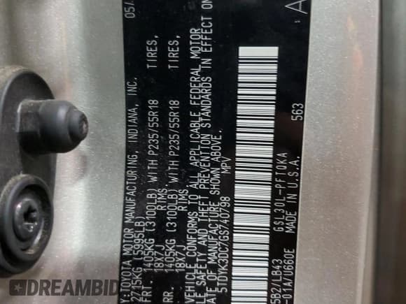 ✅ 2016 Toyota Sienna XLE • VIN: 5TDYK3DC7GS740798 • Лот: 91404215. Опубликован ранее на Copart с пробегом 183 311 миль. Бесплатный доступ к архиву аукционных продаж из США и подробный отчёт об истории автомобиля на DreamBid. Изображение 13.