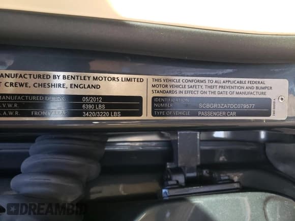 ✅ 2013 Bentley Continental GT • VIN: SCBGR3ZA7DC079577 • Lot: 76299594. Listed on Copart with 17,093 mi. Free auction sales archive from the USA and detailed vehicle history report at DreamBid. Image 12.