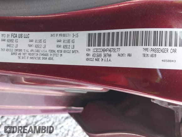 ✅ 2015 Chrysler 200 Limited • VIN: 1C3CCCAB4FN679177 • Lot: 41971635. Listed on IAAI with 186,855 mi. Free auction sales archive from the USA and detailed vehicle history report at DreamBid. Image 9.