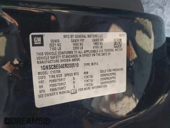 ✅ 2014 Chevrolet Tahoe LT • VIN: 1GNSCBE04ER200510 • Lot: 43201364. Listed on IAAI with 234,649 mi. Free auction sales archive from the USA and detailed vehicle history report at DreamBid. Image 9.