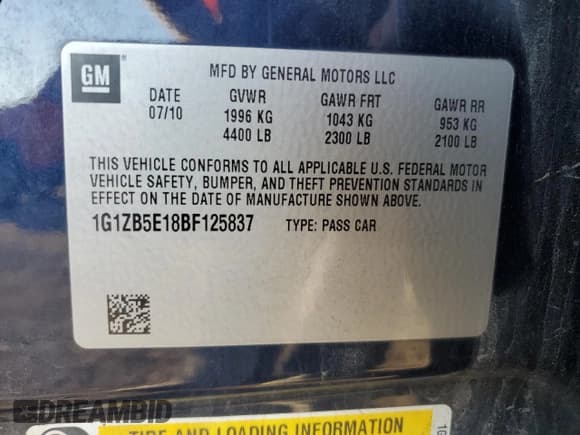 ✅ 2011 Chevrolet Malibu 1LS • VIN: 1G1ZB5E18BF125837 • Лот: 79450114. Опубликован ранее на Copart с пробегом 84 879 миль. Бесплатный доступ к архиву аукционных продаж из США и подробный отчёт об истории автомобиля на DreamBid. Изображение 12.