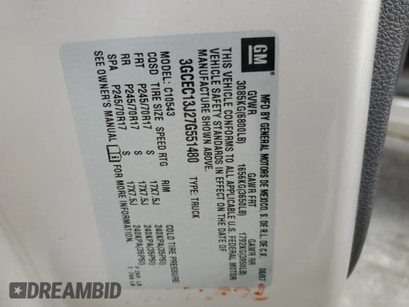 ✅ 2007 Chevrolet Silverado 1500 1LT • VIN: 3GCEC13J27G551480 • Lot: 76588824. Listed on Copart with 209,285 mi. Free auction sales archive from the USA and detailed vehicle history report at DreamBid. Image 12.