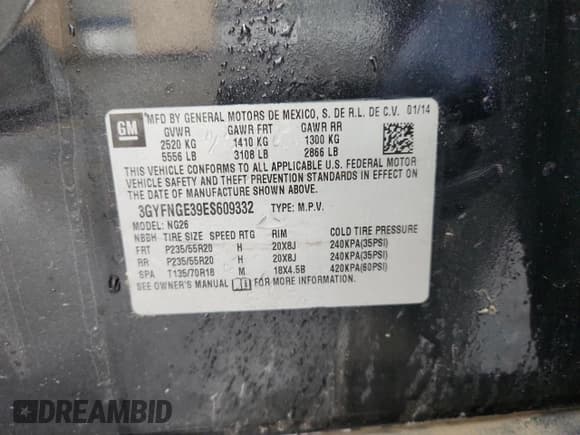 ✅ 2014 Cadillac SRX Premium Collection • VIN: 3GYFNGE39ES609332 • Лот: 91434295. Опубликован ранее на Copart с пробегом 115 560 миль. Бесплатный доступ к архиву аукционных продаж из США и подробный отчёт об истории автомобиля на DreamBid. Изображение 13.