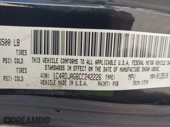 ✅ 2012 Dodge Durango SXT • VIN: 1C4RDJAG6CC242226 • Лот: 42804188. Опубликован ранее на IAAI с пробегом 173 281 миль. Бесплатный доступ к архиву аукционных продаж из США и подробный отчёт об истории автомобиля на DreamBid. Изображение 9.