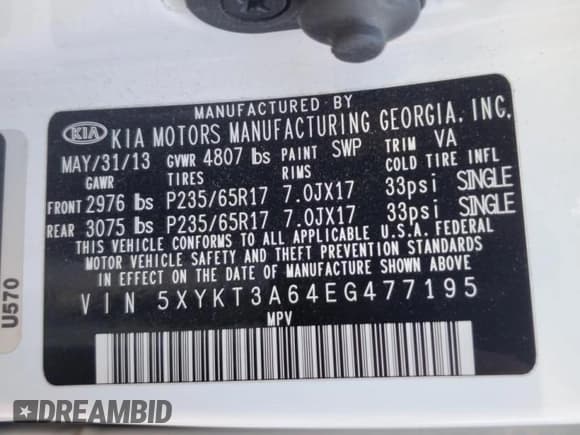 ✅ 2014 Kia Sorento LX • VIN: 5XYKT3A64EG477195 • Лот: 90866545. Опубликован ранее на Copart с пробегом 148 660 миль. Бесплатный доступ к архиву аукционных продаж из США и подробный отчёт об истории автомобиля на DreamBid. Изображение 12.