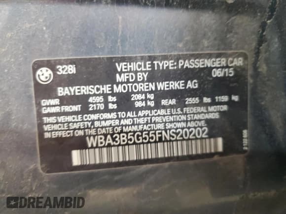 ✅ 2015 BMW 3 Series 328i xDrive • VIN: WBA3B5G55FNS20202 • Lot: 51373875. Wystawiony na Copart z przebiegiem 123 076 mil. Bezpłatny archiwum sprzedaży aukcyjnych z USA i szczegółowy raport historii pojazdu na DreamBid. Zdjęcie 14.