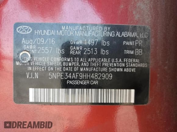 ✅ 2017 Hyundai Sonata Limited • VIN: 5NPE34AF9HH482909 • Лот: 85651655. Опубликован ранее на Copart с пробегом 82 025 миль. Бесплатный доступ к архиву аукционных продаж из США и подробный отчёт об истории автомобиля на DreamBid. Изображение 13.