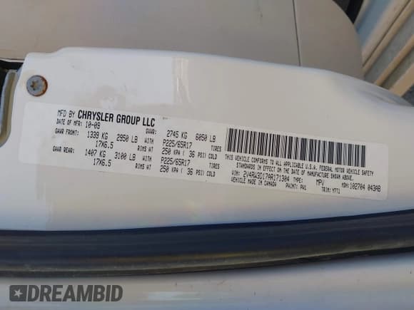 ✅ 2010 Volkswagen Routan SE • VIN: 2V4RW3D17AR171304 • Lot: 43176559. Listed on IAAI with 163,770 mi. Free auction sales archive from the USA and detailed vehicle history report at DreamBid. Image 9.