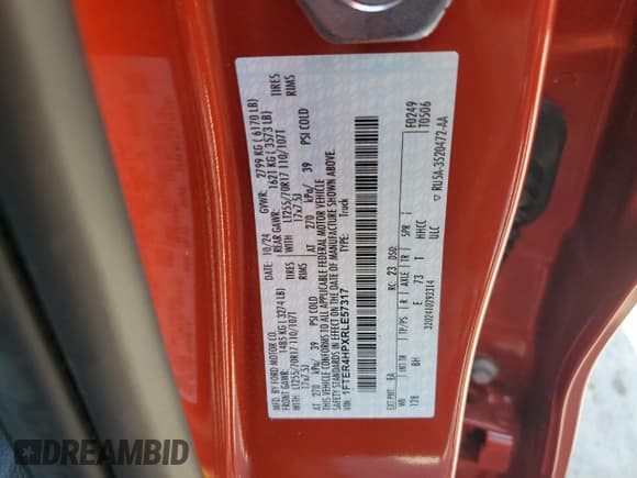 ✅ 2024 Ford Ranger XLT • VIN: 1FTER4HPXRLE57317 • Lot: 68230245. Listed on Copart with 3,444 mi. Free auction sales archive from the USA and detailed vehicle history report at DreamBid. Image 12.