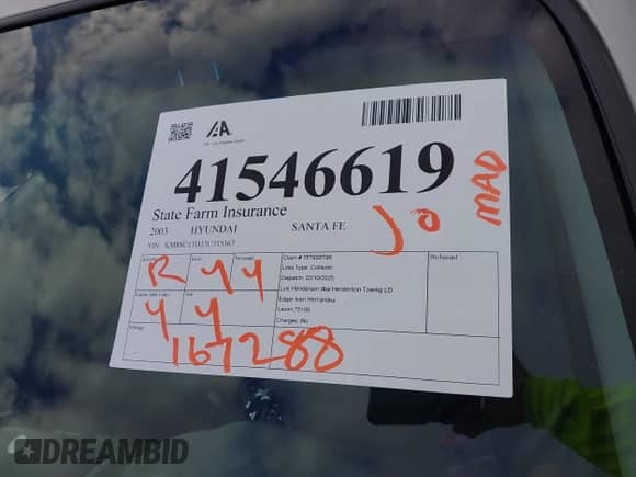 2003 Hyundai Santa Fe GLS с VIN KM8SC13D13U355367, выставлен на аукционе IAAI как лот 41546619 с пробегом 167 288 миль миль и . История ставок и продаж доступна на DreamBid. Изображение 17.