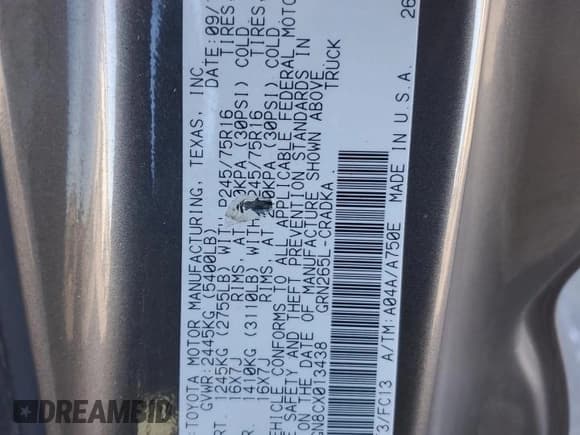 ✅ 2012 Toyota Tacoma PreRunner • VIN: 5TFTU4GN8CX013438 • Лот: 92858805. Опубликован ранее на Copart с пробегом 177 400 миль. Бесплатный доступ к архиву аукционных продаж из США и подробный отчёт об истории автомобиля на DreamBid. Изображение 12.