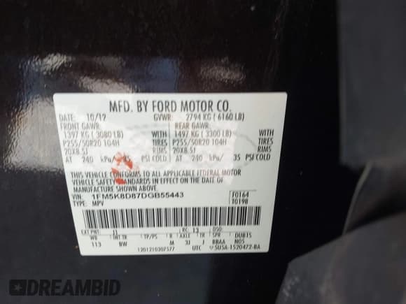 ✅ 2013 Ford Explorer XLT • VIN: 1FM5K8D87DGB55443 • Lot: 43075980. Listed on IAAI with 141,161 mi. Free auction sales archive from the USA and detailed vehicle history report at DreamBid. Image 9.