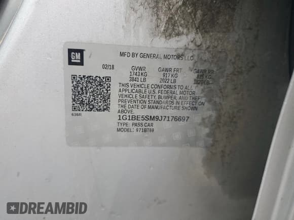 ✅ 2018 Chevrolet Cruze LT • VIN: 1G1BE5SM9J7176697 • Лот: 71470172. Опубликован ранее на Copart с пробегом 114 590 миль. Бесплатный доступ к архиву аукционных продаж из США и подробный отчёт об истории автомобиля на DreamBid. Изображение 15.