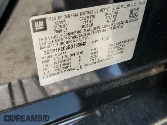 ✅ 2016 GMC Sierra 1500 Denali • VIN: 3GTP1PEC9GG136642 • Lot: 54763305. Listed on Copart with 110,901 mi. Free auction sales archive from the USA and detailed vehicle history report at DreamBid. Image 13.