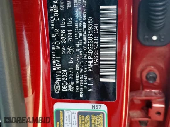 ✅ 2025 Hyundai Elantra Limited • VIN: KMHLP4DG9SU959380 • Lot: 81233345. Wystawiony na Copart z przebiegiem 19 534 mil. Bezpłatny archiwum sprzedaży aukcyjnych z USA i szczegółowy raport historii pojazdu na DreamBid. Zdjęcie 12.