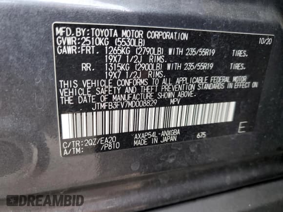 ✅ 2021 Toyota RAV4 XSE • VIN: JTMFB3FV7MD008829 • Лот: 63773365. Опубликован ранее на Copart с пробегом 68 388 миль. Бесплатный доступ к архиву аукционных продаж из США и подробный отчёт об истории автомобиля на DreamBid. Изображение 13.