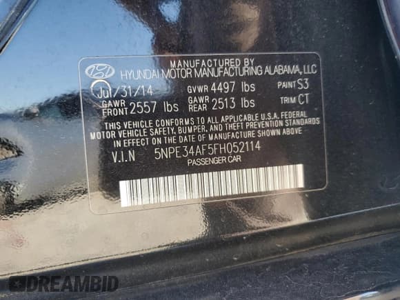 ✅ 2015 Hyundai Sonata Sport • VIN: 5NPE34AF5FH052114 • Лот: 91641265. Опубликован ранее на Copart с пробегом 128 554 миль. Бесплатный доступ к архиву аукционных продаж из США и подробный отчёт об истории автомобиля на DreamBid. Изображение 13.