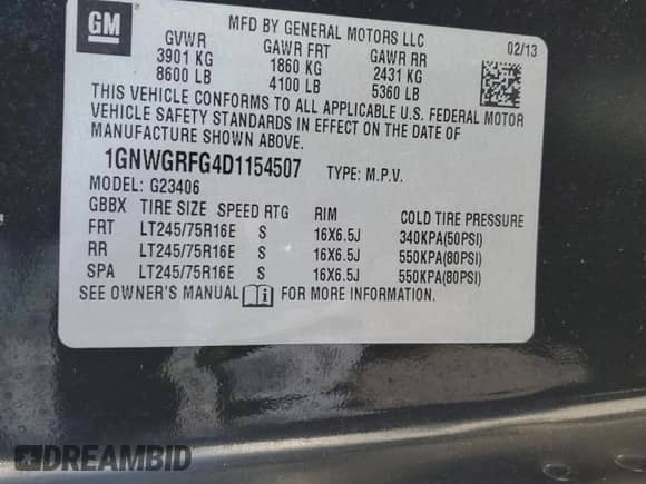 2013 Chevrolet Express Passenger LT с VIN 1GNWGRFG4D1154507, выставлен на аукционе Copart как лот 44062045 с пробегом 44 561 миль миль и Списание • Salvage title. История ставок и продаж доступна на DreamBid. Изображение 15.