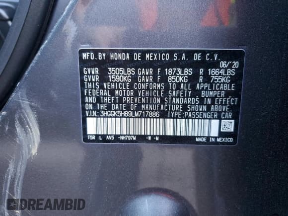 ✅ 2020 Honda Fit EX • VIN: 3HGGK5H89LM717886 • Лот: 67691462. Опубликован ранее на Copart с пробегом 46 021 миль. Бесплатный доступ к архиву аукционных продаж из США и подробный отчёт об истории автомобиля на DreamBid. Изображение 12.