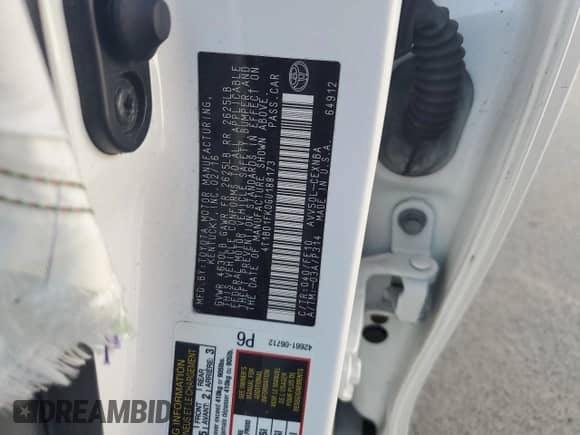 2016 Toyota Camry LE с VIN 4T1BD1FK0GU188173, выставлен на аукционе Copart как лот 71310655 с пробегом 141 413 миль миль и Списание • Salvage title. История ставок и продаж доступна на DreamBid. Изображение 12.