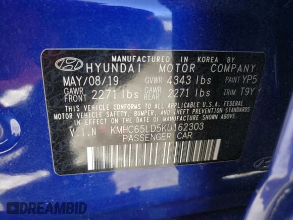 ✅ 2019 Hyundai Ioniq • VIN: KMHC65LD5KU162303 • Lot: 43012555. Wystawiony na Copart z przebiegiem 115 597 mil. Bezpłatny archiwum sprzedaży aukcyjnych z USA i szczegółowy raport historii pojazdu na DreamBid. Zdjęcie 12.