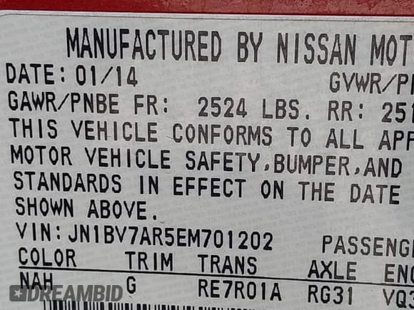 ✅ 2014 Infiniti Q50 Premium • VIN: JN1BV7AR5EM701202 • Лот: 41886350. Опубликован ранее на IAAI с пробегом 153 604 миль. Бесплатный доступ к архиву аукционных продаж из США и подробный отчёт об истории автомобиля на DreamBid. Изображение 9.