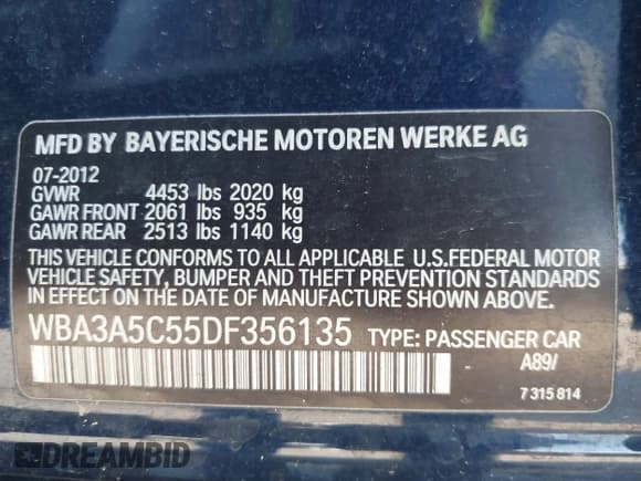 ✅ 2013 BMW 3 Series 328i • VIN: WBA3A5C55DF356135 • Lot: 42912328. Wystawiony na IAAI z przebiegiem 103 646 mil. Bezpłatny archiwum sprzedaży aukcyjnych z USA i szczegółowy raport historii pojazdu na DreamBid. Zdjęcie 9.