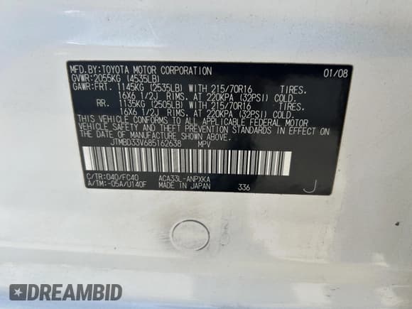 ✅ 2008 Toyota RAV4 • VIN: JTMBD33V685162638 • Lot: 43539885. Wystawiony na IAAI z przebiegiem 175 590 mil. Bezpłatny archiwum sprzedaży aukcyjnych z USA i szczegółowy raport historii pojazdu na DreamBid. Zdjęcie 9.