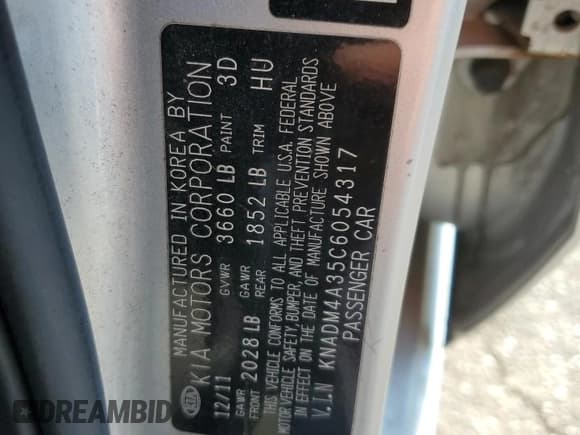 ✅ 2012 Kia Rio LX • VIN: KNADM4A35C6054317 • Lot: 81126605. Wystawiony na Copart z przebiegiem 128 086 mil. Bezpłatny archiwum sprzedaży aukcyjnych z USA i szczegółowy raport historii pojazdu na DreamBid. Zdjęcie 12.