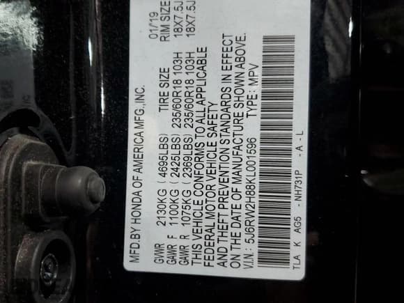 ✅ 2019 Honda CR-V EX-L • VIN: 5J6RW2H88KL001596 • Lot: 85582735. Listed on Copart with 78,947 mi. Free auction sales archive from the USA and detailed vehicle history report at DreamBid. Image 14.