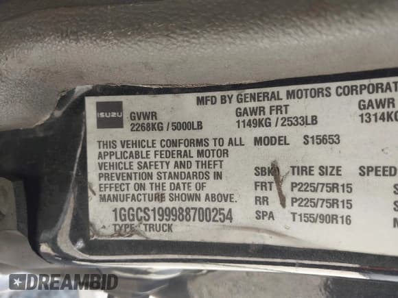 ✅ 2008 Isuzu i-Series S • VIN: 1GGCS199988700254 • Lot: 41987088. Wystawiony na IAAI z przebiegiem 234 674 mil. Bezpłatny archiwum sprzedaży aukcyjnych z USA i szczegółowy raport historii pojazdu na DreamBid. Zdjęcie 9.