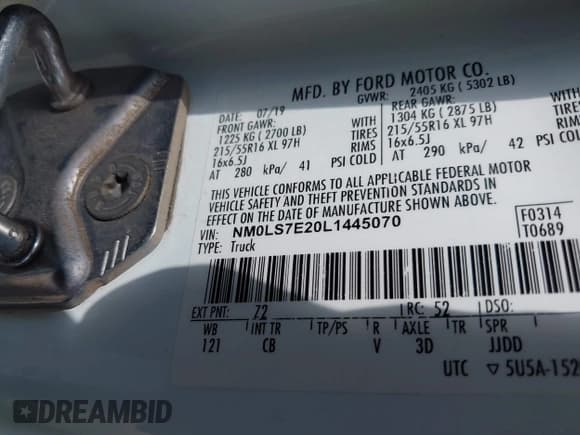 ✅ 2020 Ford Transit Connect XL • VIN: NM0LS7E20L1445070 • Лот: 43188895. Опубликован ранее на IAAI с пробегом 163 930 миль. Бесплатный доступ к архиву аукционных продаж из США и подробный отчёт об истории автомобиля на DreamBid. Изображение 9.