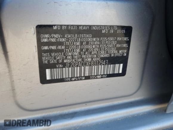 ✅ 2015 Subaru Crosstrek Premium • VIN: JF2GPACCXF8312943 • Lot: 84976455. Wystawiony na Copart z przebiegiem 114 816 mil. Bezpłatny archiwum sprzedaży aukcyjnych z USA i szczegółowy raport historii pojazdu na DreamBid. Zdjęcie 13.