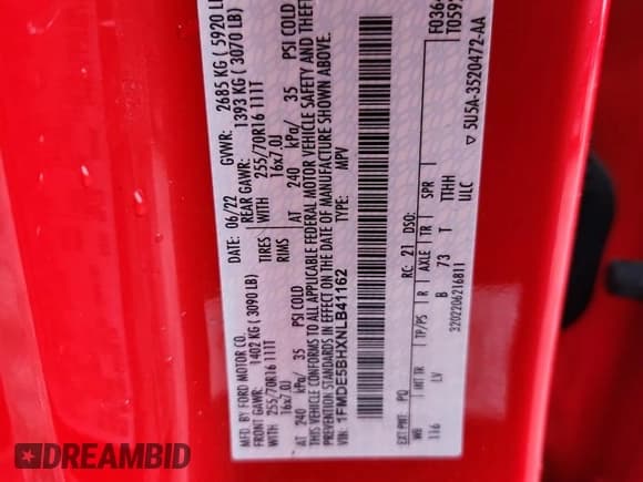 ✅ 2022 Ford Bronco • VIN: 1FMDE5BHXNLB41162 • Lot: 90105895. Wystawiony na Copart z przebiegiem 66 226 mil. Bezpłatny archiwum sprzedaży aukcyjnych z USA i szczegółowy raport historii pojazdu na DreamBid. Zdjęcie 12.