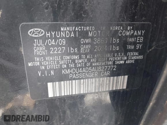 ✅ 2010 Hyundai Elantra GLS • VIN: KMHDU4AD5AU827772 • Лот: 42372889. Опубликован ранее на IAAI с пробегом 192 821 миль. Бесплатный доступ к архиву аукционных продаж из США и подробный отчёт об истории автомобиля на DreamBid. Изображение 9.