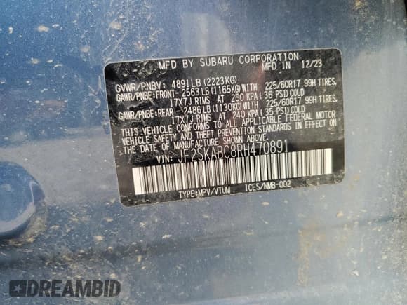 ✅ 2024 Subaru Forester • VIN: JF2SKABC8RH470891 • Лот: 66349385. Опубликован ранее на Copart с пробегом 25 352 миль. Бесплатный доступ к архиву аукционных продаж из США и подробный отчёт об истории автомобиля на DreamBid. Изображение 13.