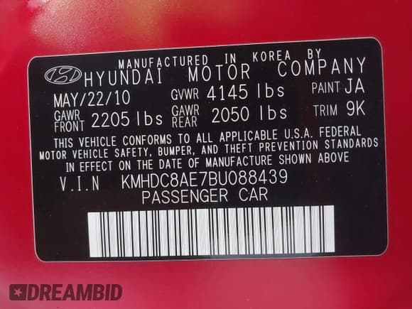 ✅ 2011 Hyundai Elantra SE • VIN: KMHDC8AE7BU088439 • Lot: 43111174. Listed on IAAI with 156,428 mi. Free auction sales archive from the USA and detailed vehicle history report at DreamBid. Image 9.