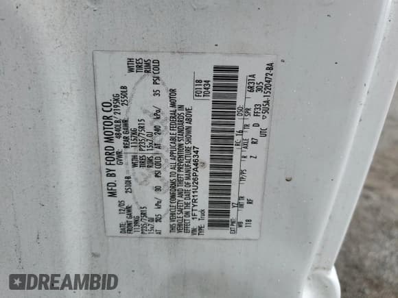 ✅ 2006 Ford Ranger XL • VIN: 1FTYR11U26PA46347 • Lot: 70233025. Listed on Copart with 133,033 mi. Free auction sales archive from the USA and detailed vehicle history report at DreamBid. Image 12.