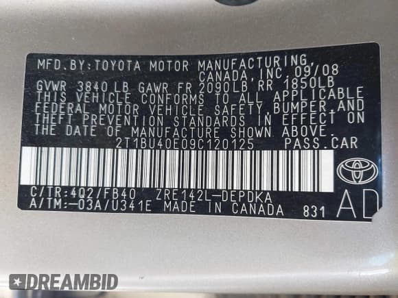 ✅ 2009 Toyota Corolla LE • VIN: 2T1BU40E09C120125 • Lot: 43610480. Wystawiony na IAAI z przebiegiem 197 020 mil. Bezpłatny archiwum sprzedaży aukcyjnych z USA i szczegółowy raport historii pojazdu na DreamBid. Zdjęcie 9.