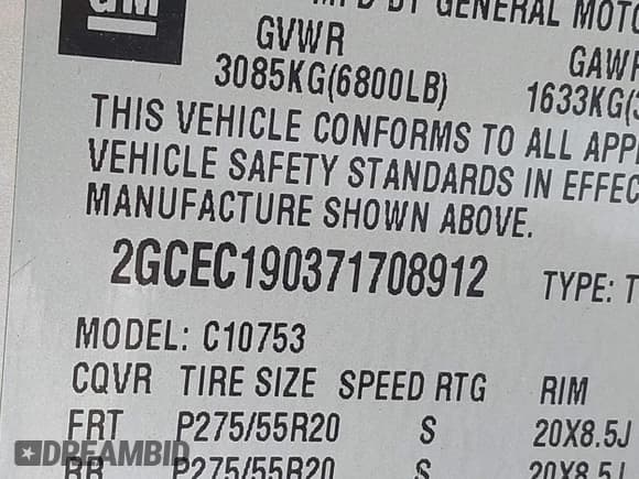 ✅ 2007 Chevrolet Silverado 1500 LTZ • VIN: 2GCEC190371708912 • Lot: 43456609. Listed on IAAI with 145,468 mi. Free auction sales archive from the USA and detailed vehicle history report at DreamBid. Image 9.