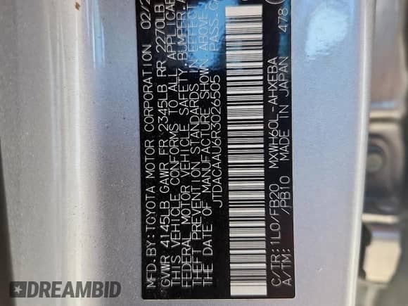 2024 Toyota Prius LE with VIN JTDACAAU6R3026505, listed as a Copart auction lot 81118085 with 40,588 mi miles and Salvage title. Bid and sale history available at DreamBid. Image 12.