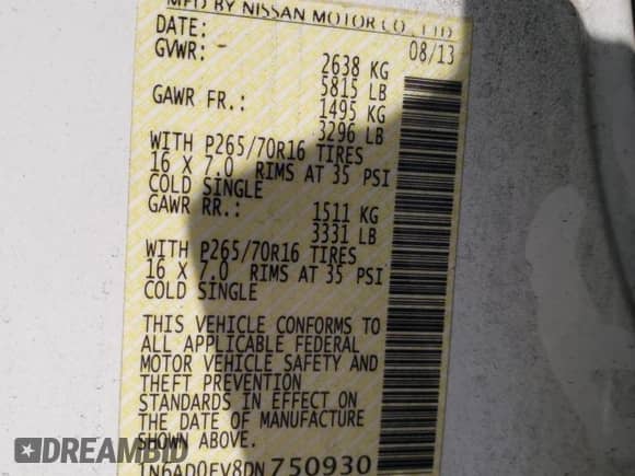 2013 Nissan Frontier SV z VIN 1N6AD0EV8DN750930, wystawiony jako Copart lot #70773635 z przebiegiem 137 339 mil mil oraz Szkoda całkowita • Salvage title. Historia ofert i sprzedaży dostępna na DreamBid. Obrazek 12.