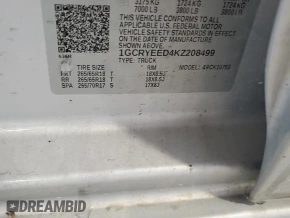 ✅ 2019 Chevrolet Silverado 1500 RST • VIN: 1GCRYEED4KZ208499 • Lot: 82109795. Wystawiony na Copart z przebiegiem 70 871 mil. Bezpłatny archiwum sprzedaży aukcyjnych z USA i szczegółowy raport historii pojazdu na DreamBid. Zdjęcie 12.