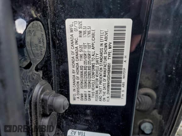 ✅ 2013 Honda CR-V EX • VIN: 2HKRM4H5XDH684891 • Лот: 92487405. Опубликован ранее на Copart с пробегом 180 856 миль. Бесплатный доступ к архиву аукционных продаж из США и подробный отчёт об истории автомобиля на DreamBid. Изображение 14.